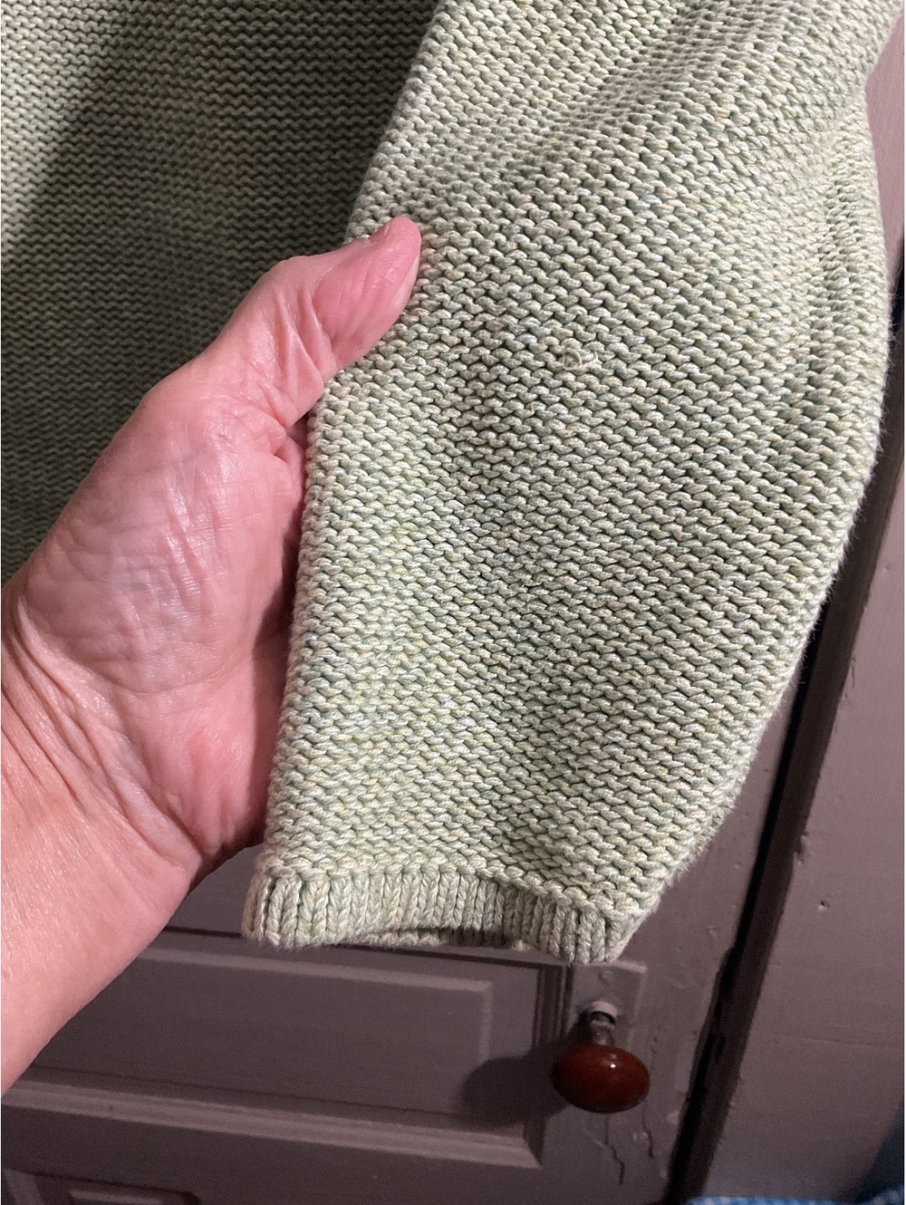L.L.Bean Women's Light Green Cotton Knit Cardigan Sweater Size L Regular - Picture 10 of 11